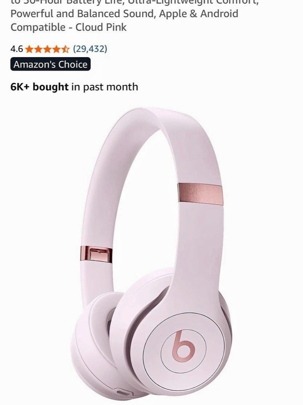 Beats Solo 4 Wireless On-Ear Headphones in Pink